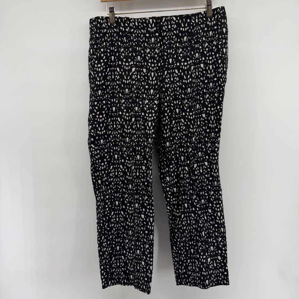 Loft Marisa Pants Womens 8 Black White Abstract Print 100% Linen Straight Leg